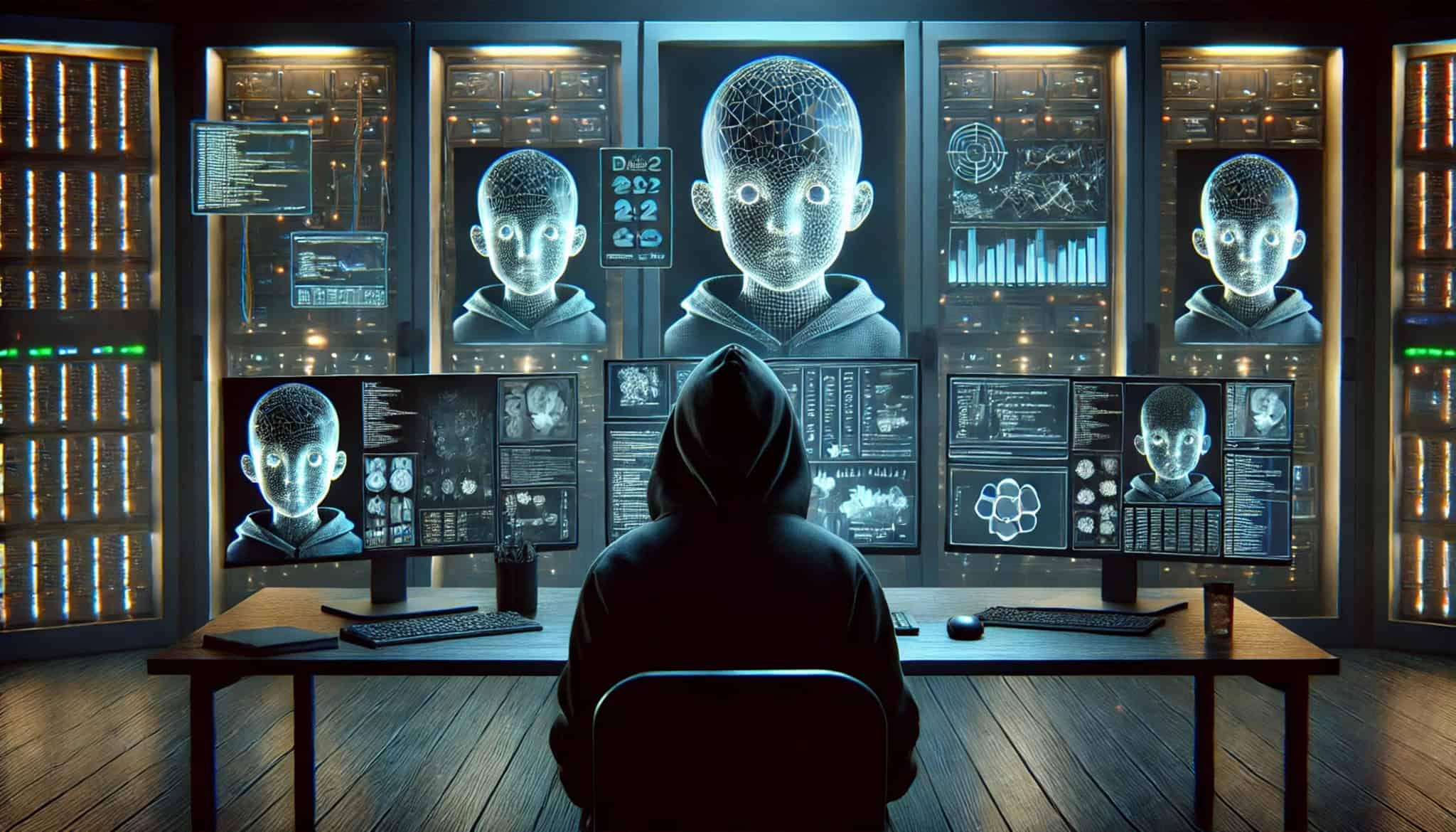 imagem mostra um criminoso gerando imagens de abuso sexual infantil de crianças usando inteligência artificial